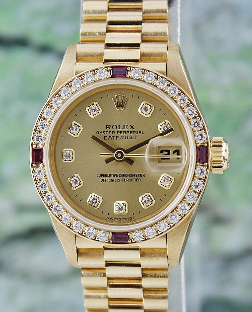 (image for) 100% ORIGINAL ROLEX LADY SIZE 18K YELLOW GOLD OYSTER PERPETUAL DATEJUST - 69068